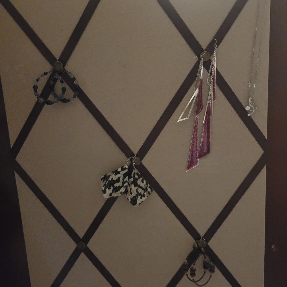 4 earings, one necklace (NOT SILVER)